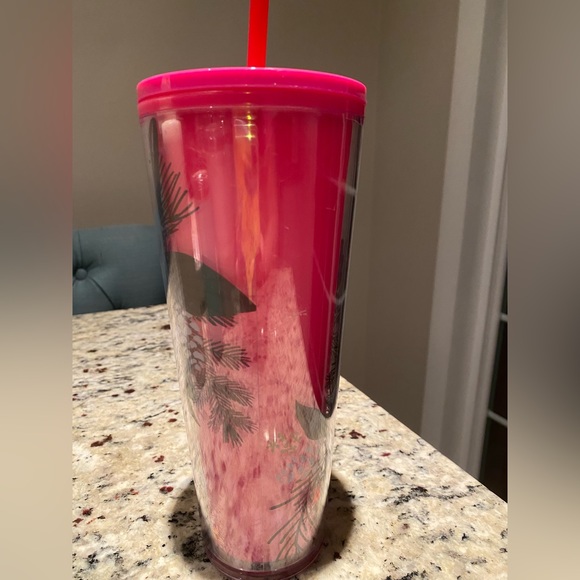 Starbucks Christmas 2021 Holiday Tumbler Poinsettia Magenta Pink Pinecone - Picture 3 of 3